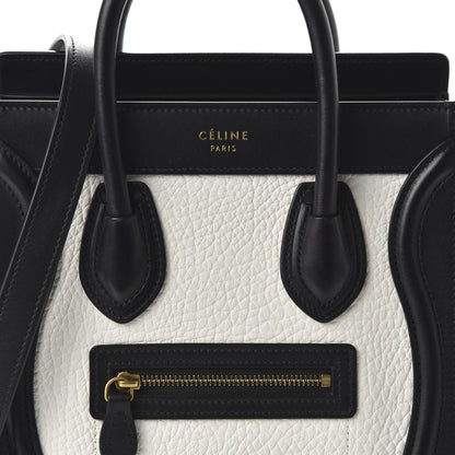 Celine Bullhide Calfskin Nubuck Bi-Color Nano Luggage Black White 9 of 9