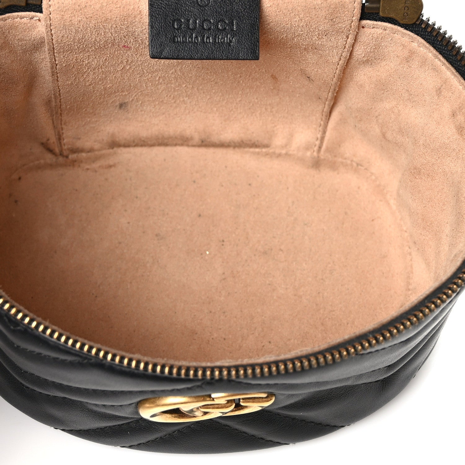 Gucci Calfskin Matelasse Mini GG Marmont Round Backpack Black 5 of 14