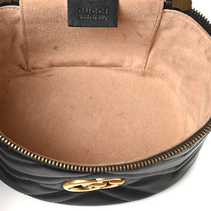 Gucci Calfskin Matelasse Mini GG Marmont Round Backpack Black 5 of 14