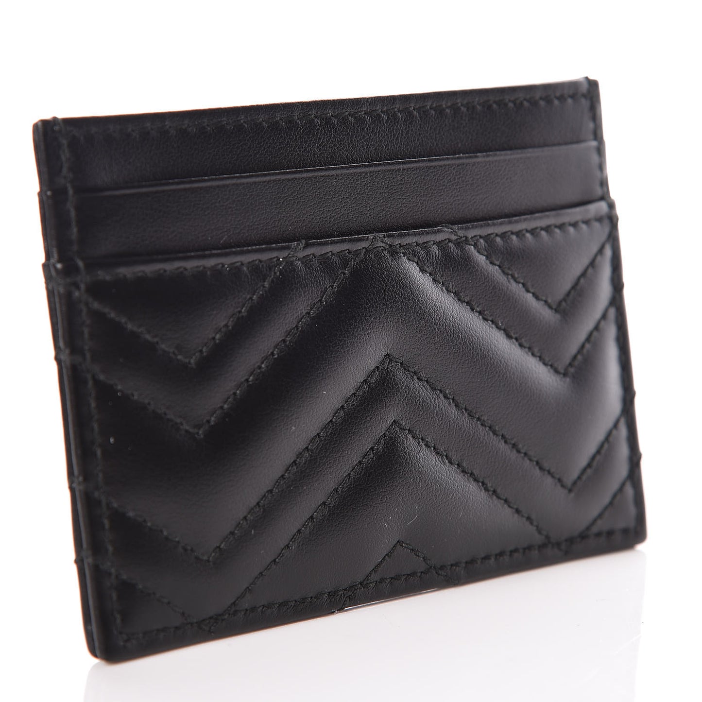 Calfskin Matelasse GG Marmont Card Holder Black