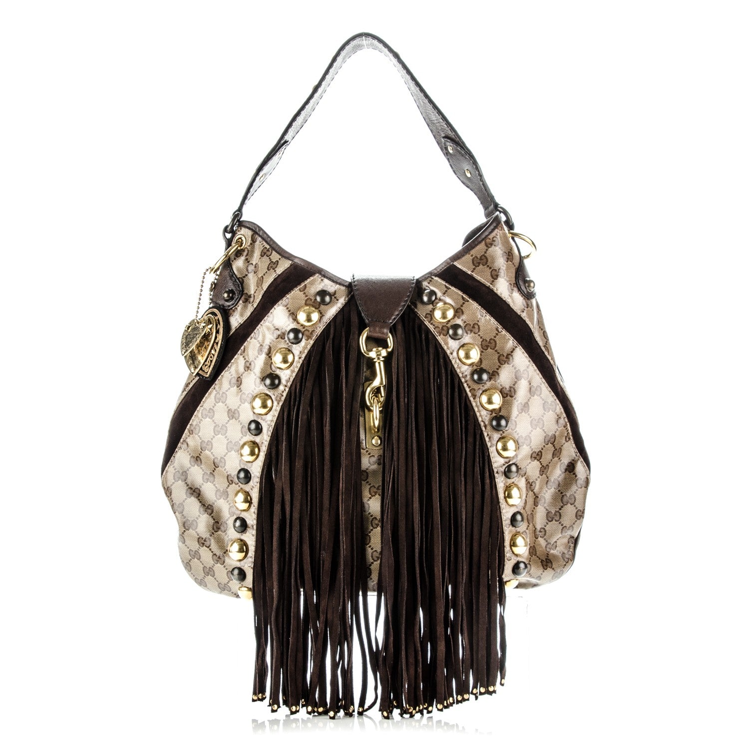 Gucci Crystal Monogram Fringe Babouska Hobo 1 of 8