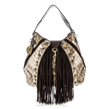 Gucci Crystal Monogram Fringe Babouska Hobo 1 of 8