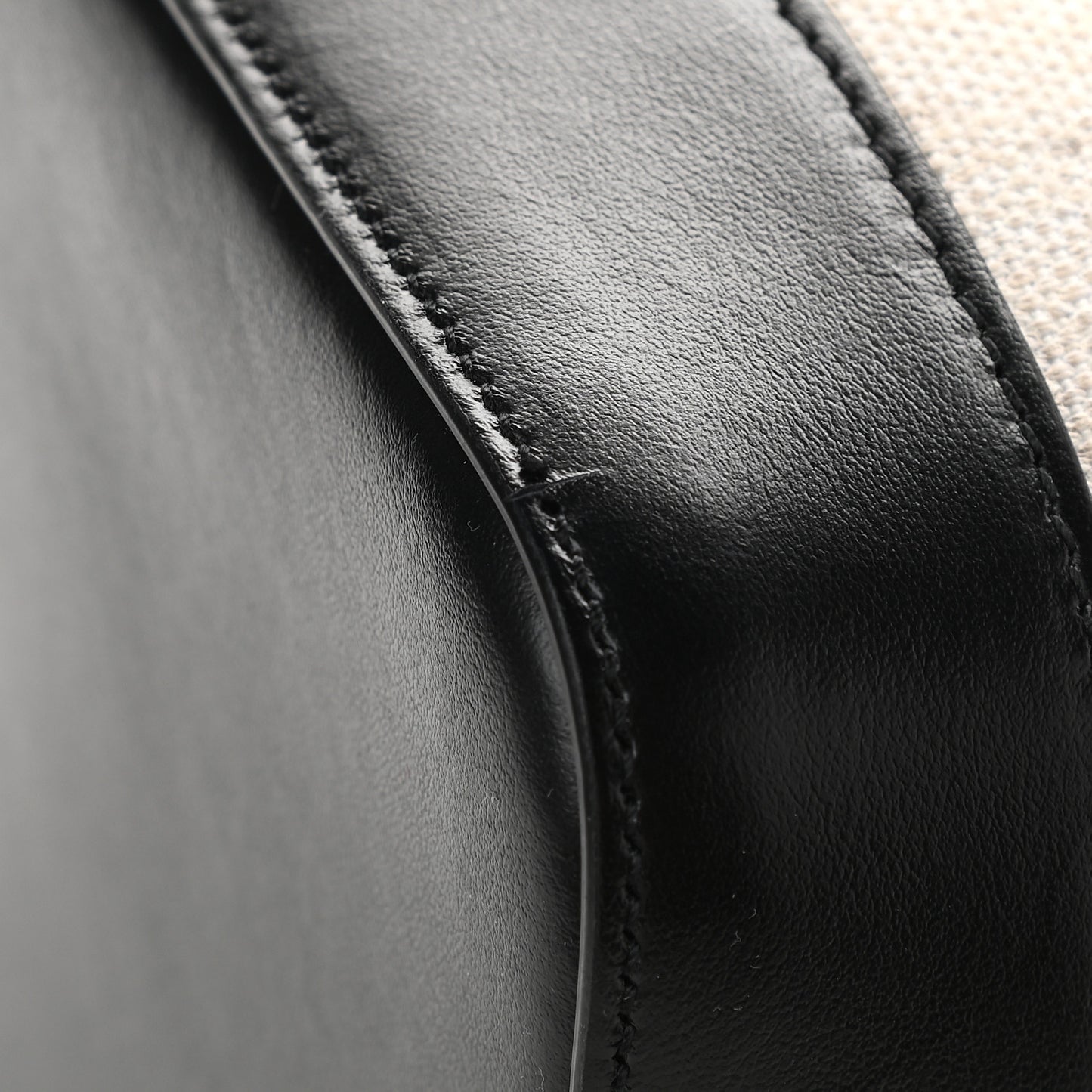 Canvas Calfskin Teddy Drawstring Shopping Tote White Black
