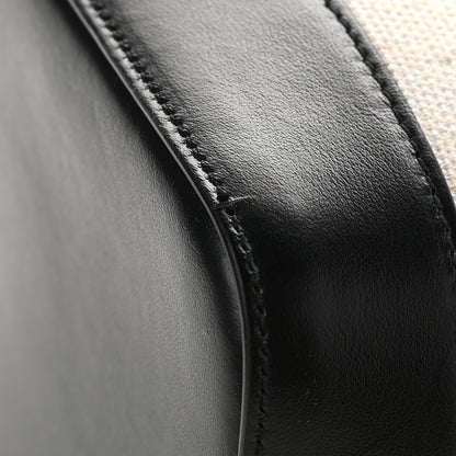 Saint Laurent Canvas Calfskin Teddy Drawstring Shopping Tote White Black 12 of 12