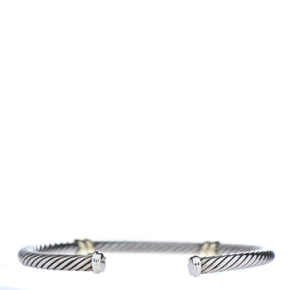 David Yurman Sterling Silver 18K Yellow Gold 4mm Double Station Cable Bracelet 3 of 4