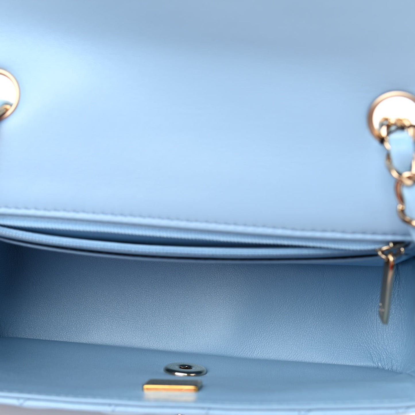 Lambskin Quilted Mini Rectangular Flap Light Blue