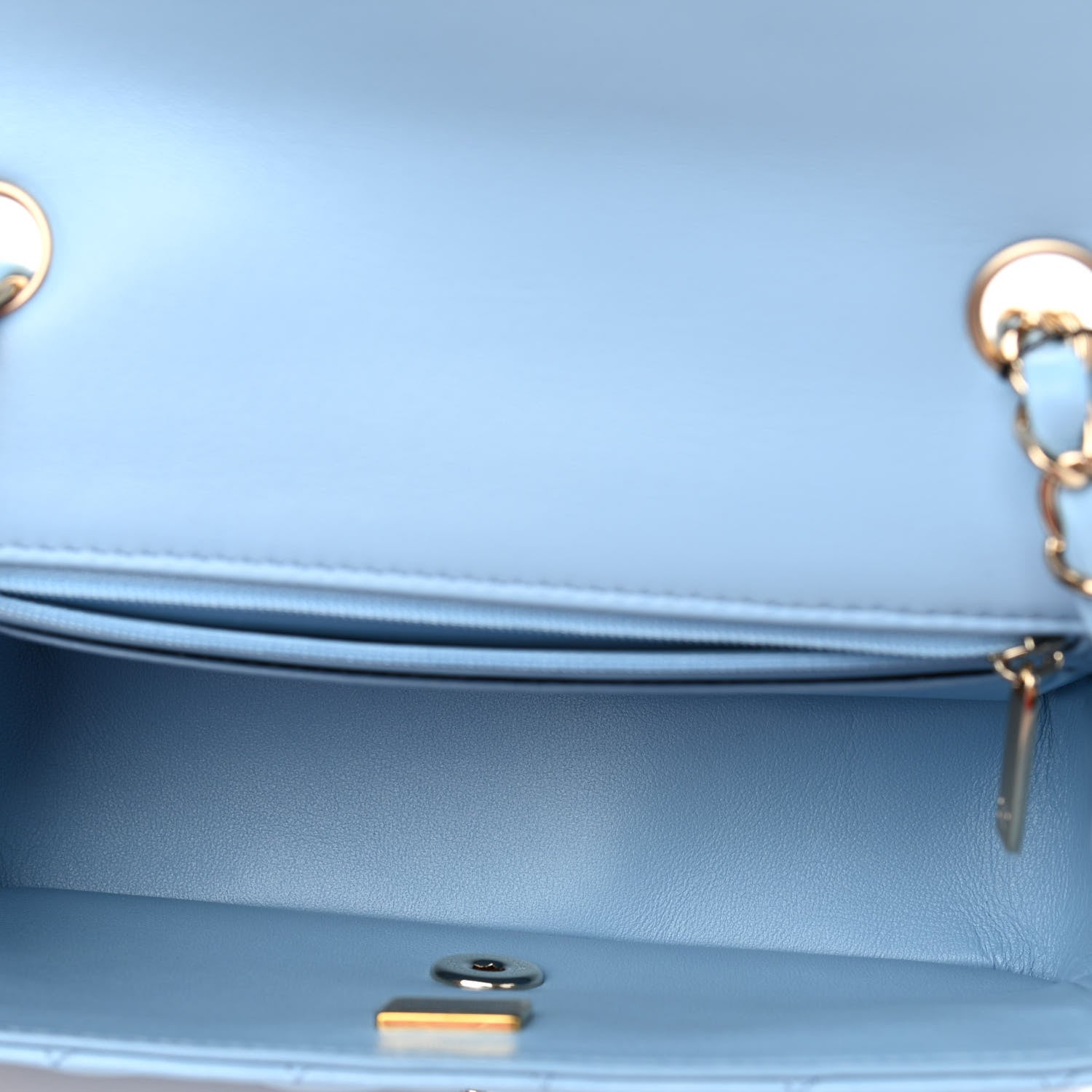 Chanel Lambskin Quilted Mini Rectangular Flap Light Blue 5 of 10