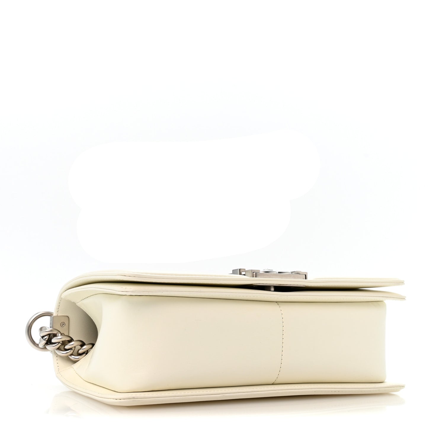 Lambskin Quilted Medium Boy Flap White