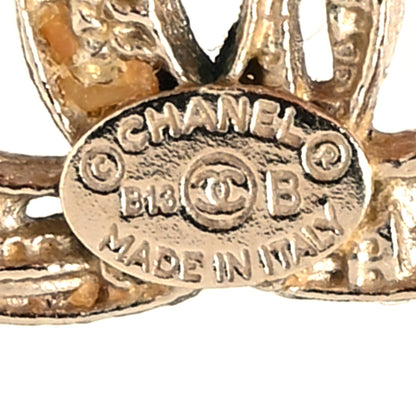 Chanel Tweed Effect CC Earrings Gold 4 of 4