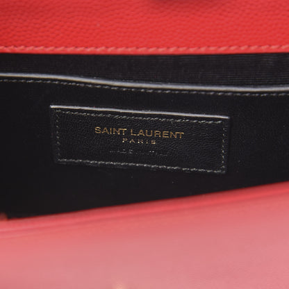 Saint Laurent Grain De Poudre Small Monogram Kate Satchel Red 6 of 9