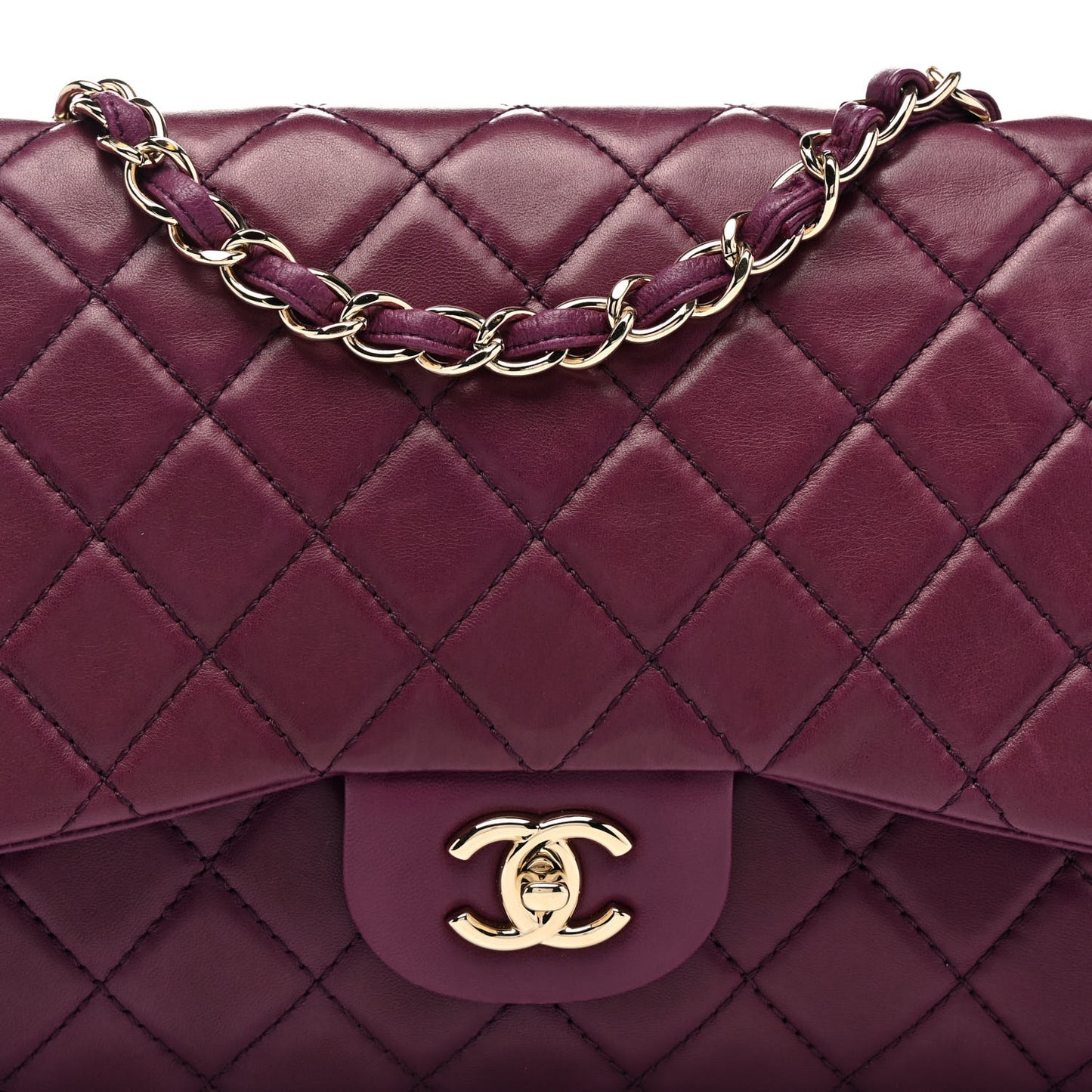 Lambskin Quilted Jumbo Single Flap Purple