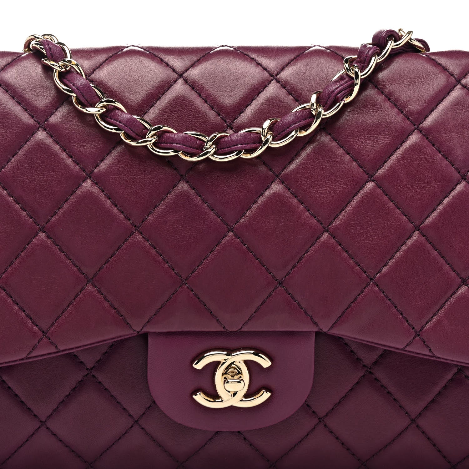 Chanel Lambskin Quilted Jumbo Single Flap Purple 7 of 9