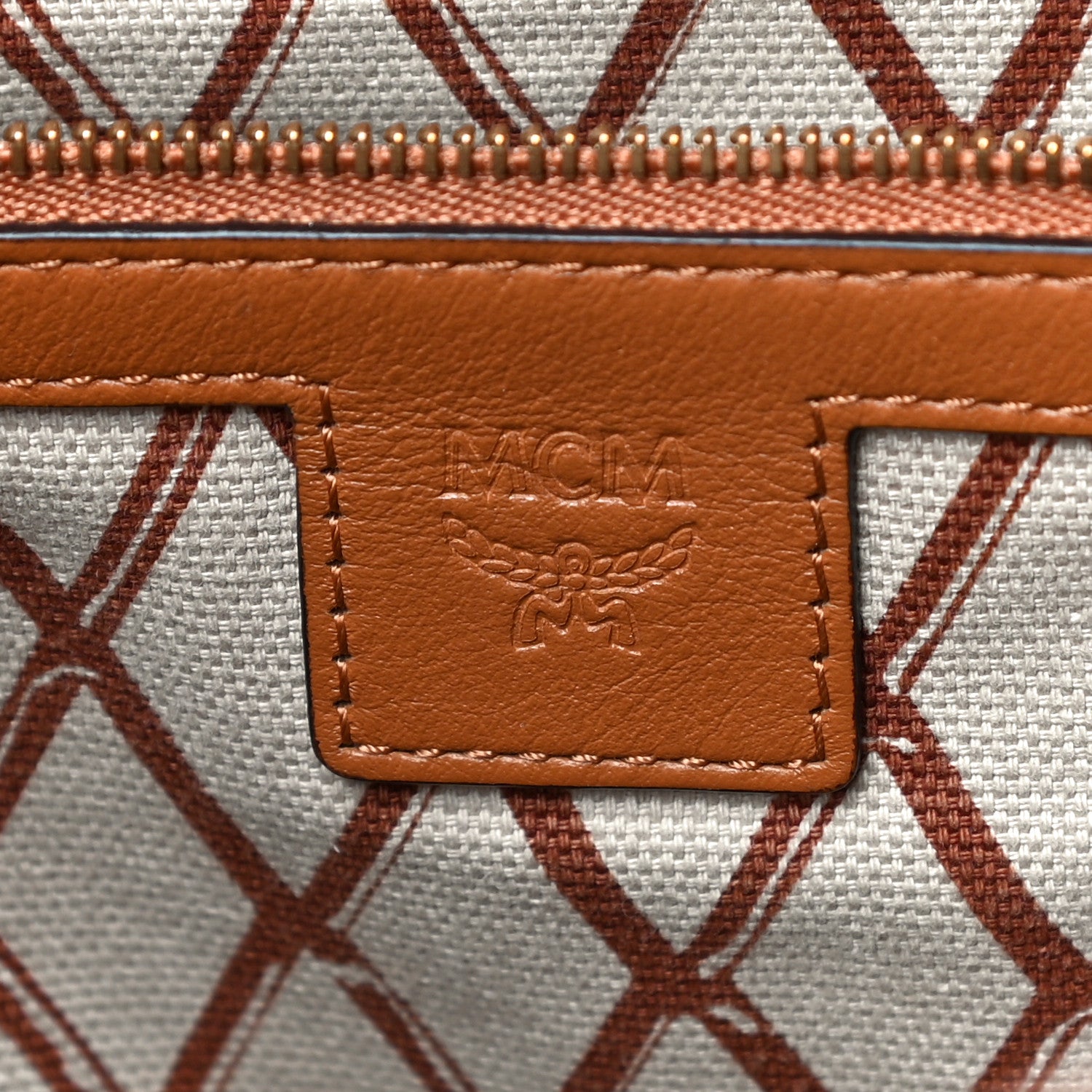 MCM Visetos Toni Shopper Tote Cognac 6 of 22