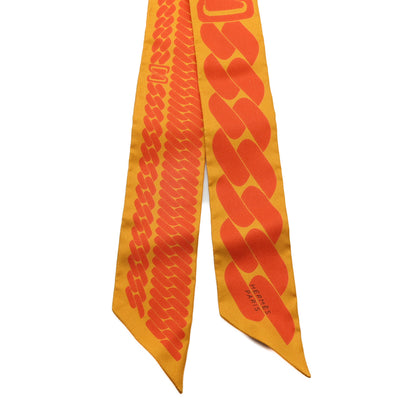 Hermes Silk Clic C'est Noue Twilly Jaune d'Or Orange 2 of 3