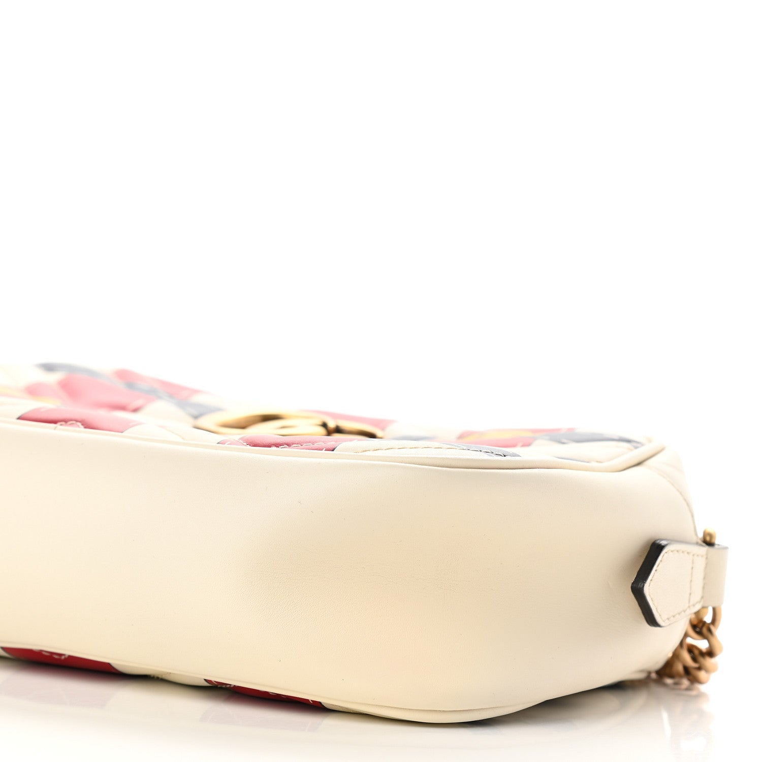 Gucci Calfskin Matelasse Trompe L'Oeil Print Small GG Marmont Chain Shoulder Bag White 9 of 10