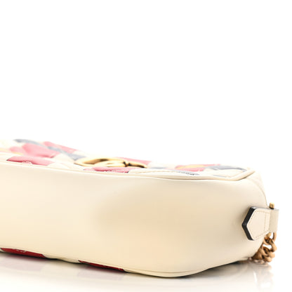 Gucci Calfskin Matelasse Trompe L'Oeil Print Small GG Marmont Chain Shoulder Bag White 9 of 10