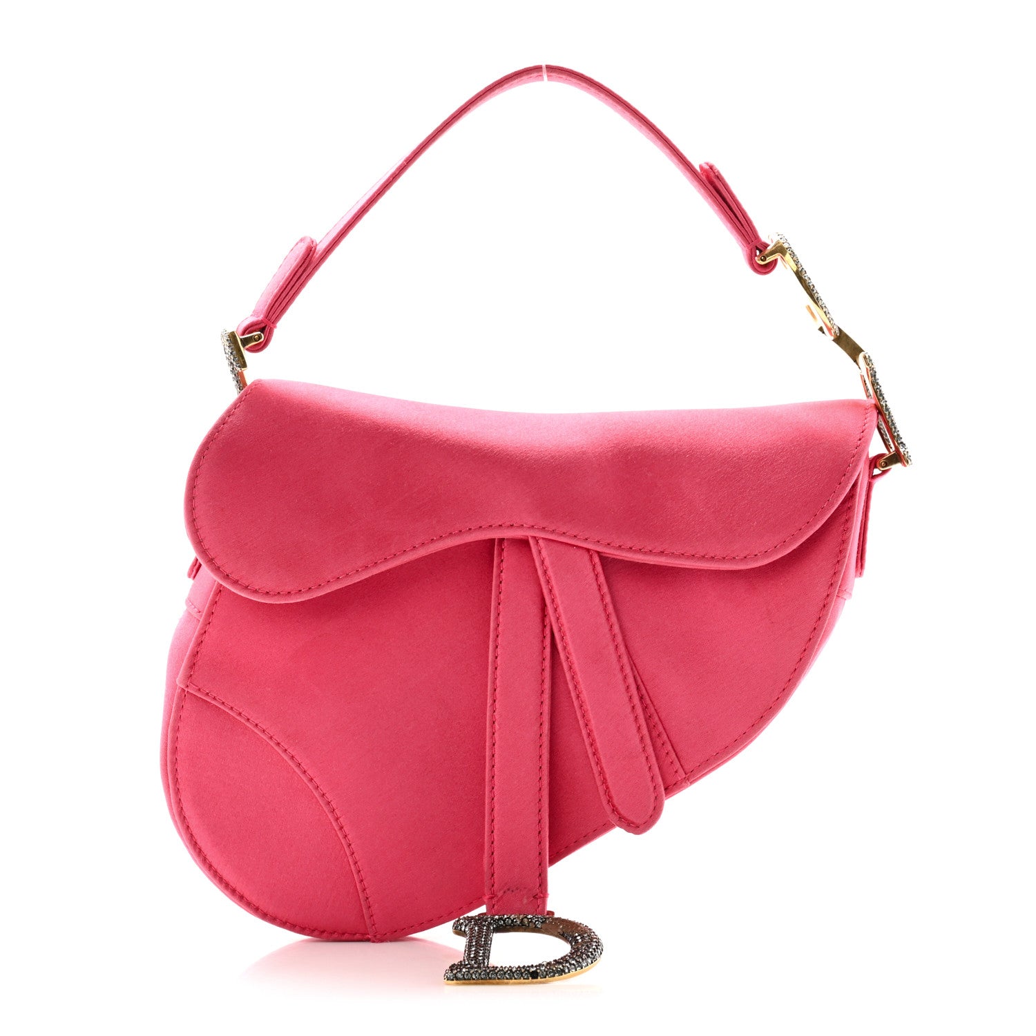 Christian Dior Satin Crystal Mini Saddle Bag Light Shock 1 of 11