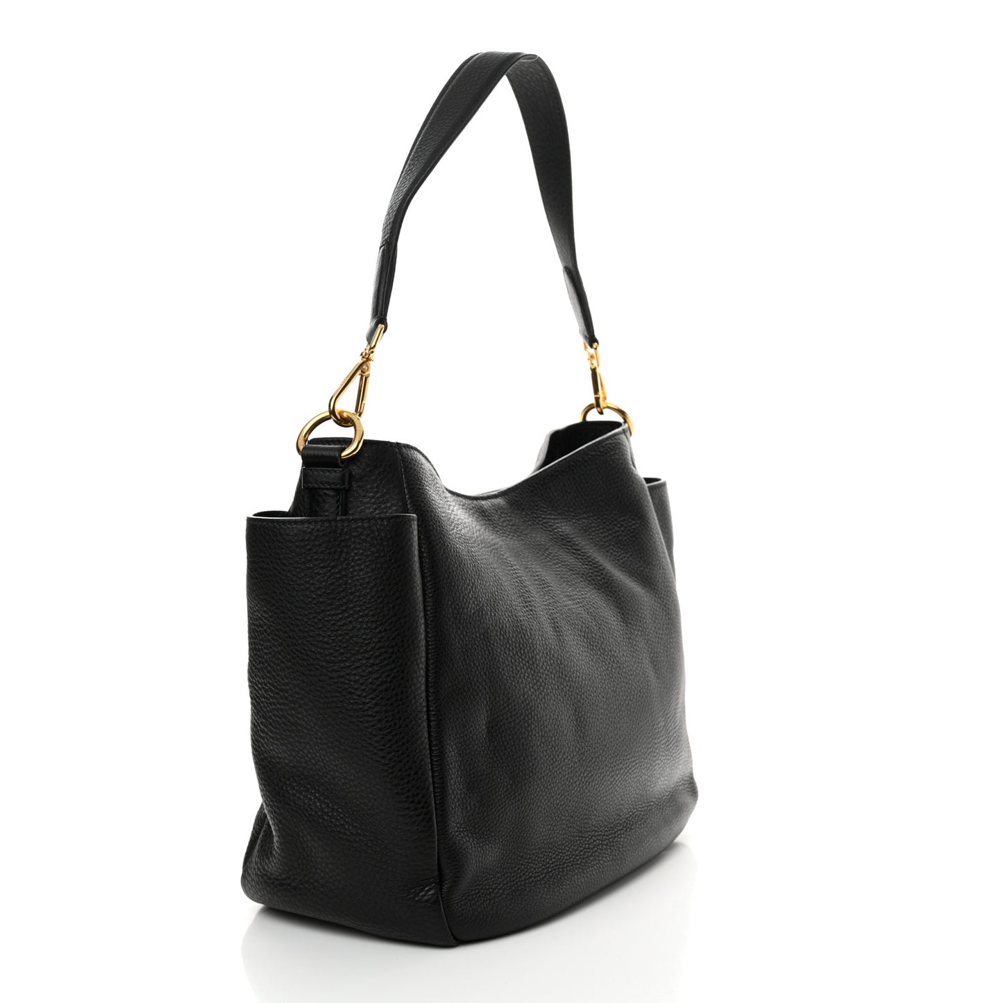 Vitello Daino Side Pocket Hobo Black