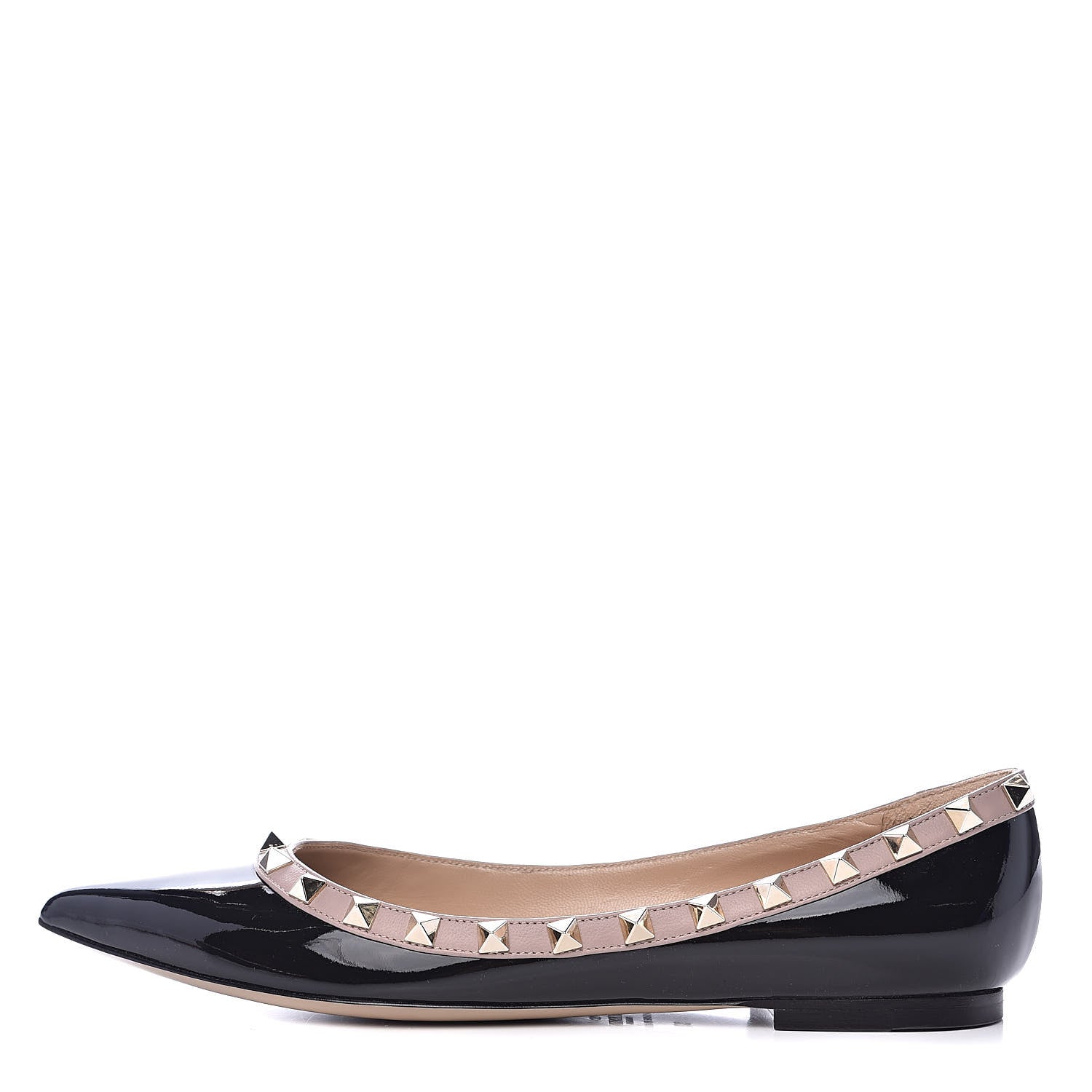 Valentino Garavani Patent Rockstud Ballerina Flats 37 Black Poudre 1 of 9