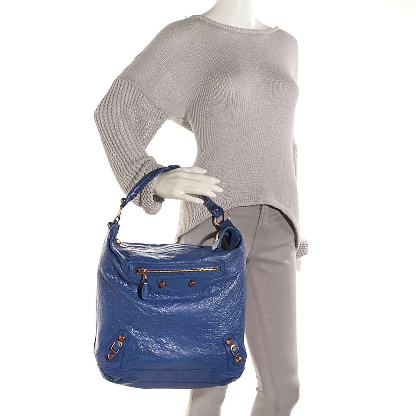 Agneau Giant 12 Rose Gold Hardware Day Hobo Bleut Bleu Glacier