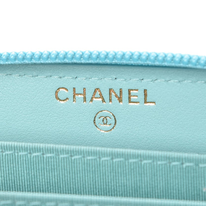 Chanel Caviar Quilted Boy Zip Around Card Holder Light Blue 6 of 11