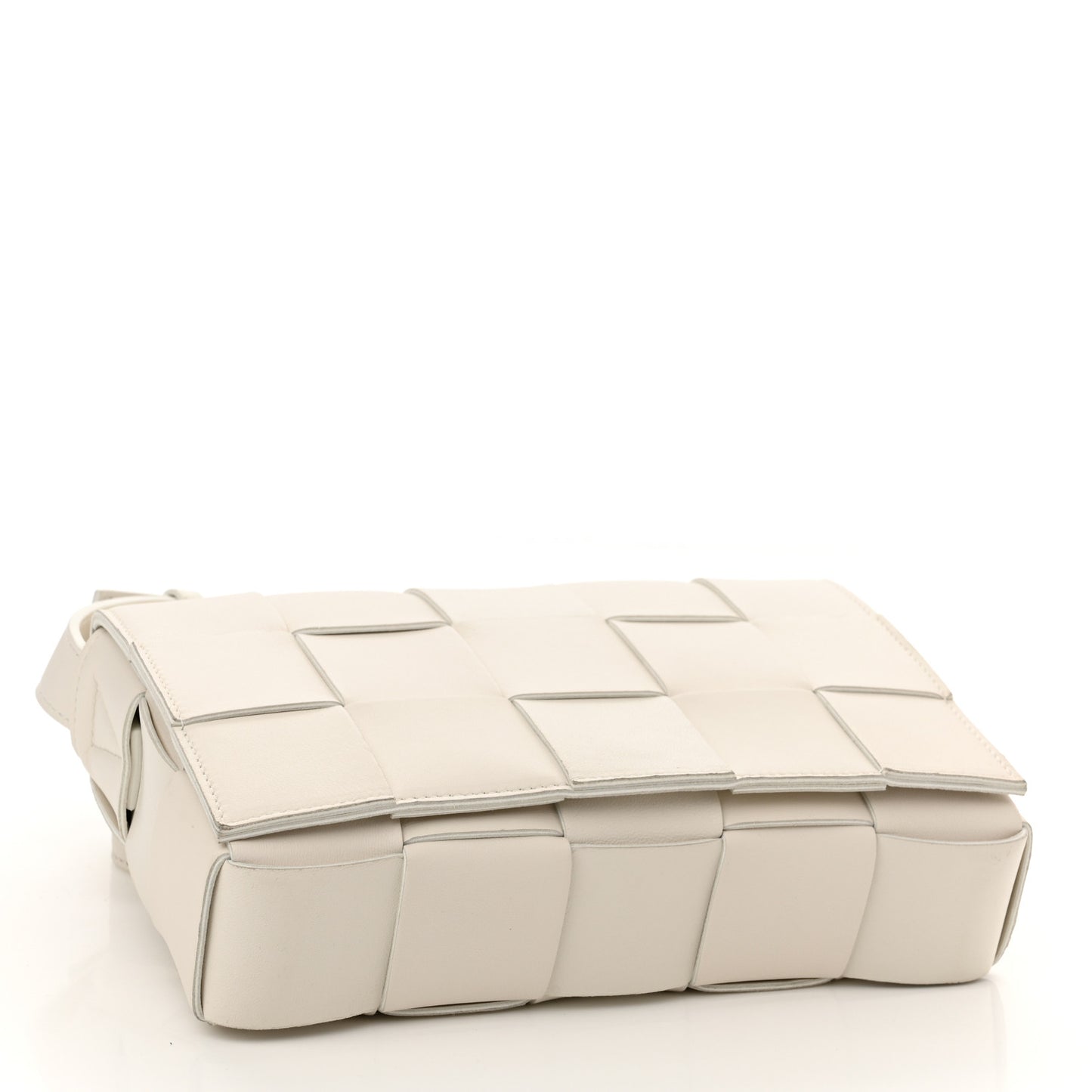 Lambskin Maxi Intrecciato Cassette Crossbody Bag White
