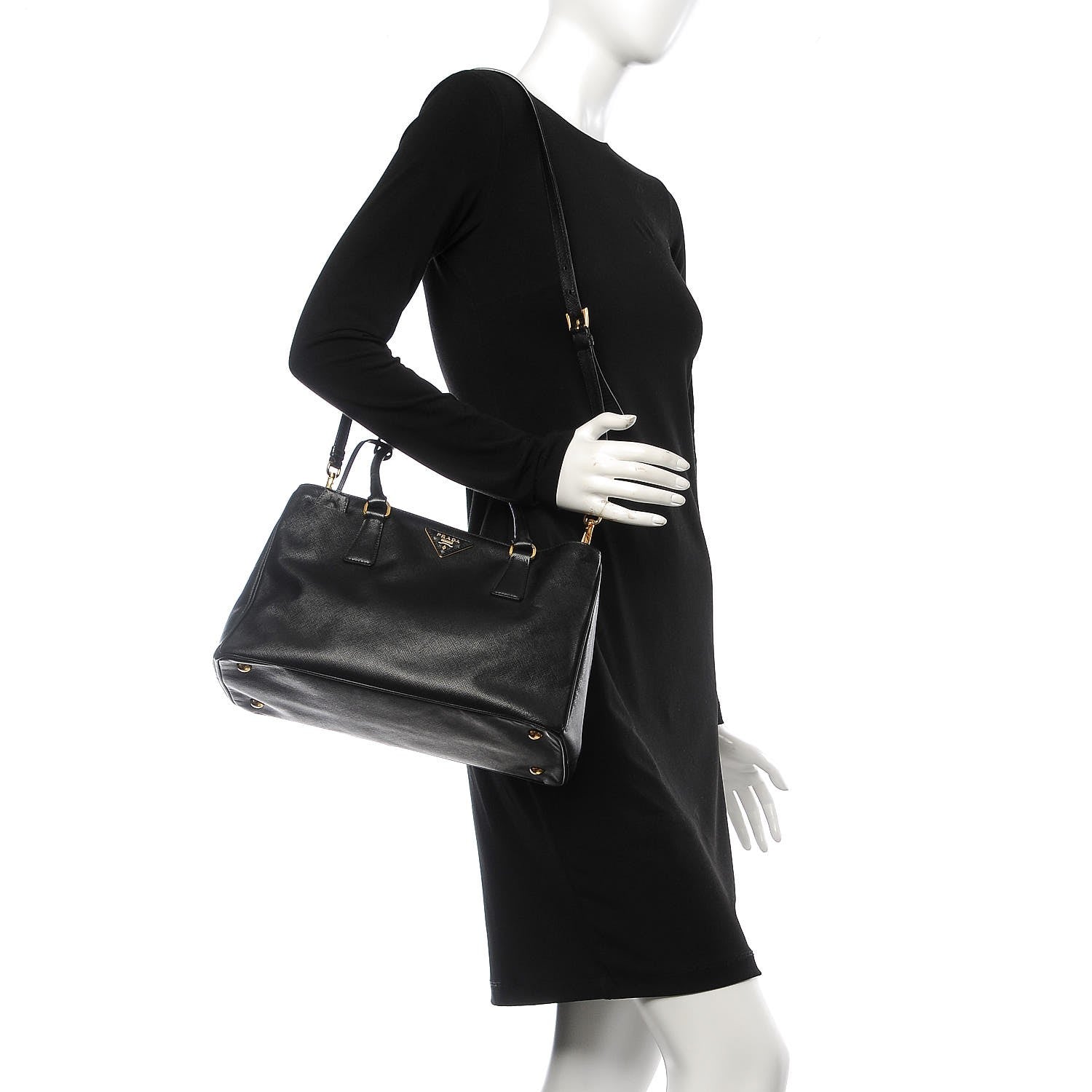 Prada Saffiano Lux Medium Tote Black 2 of 12