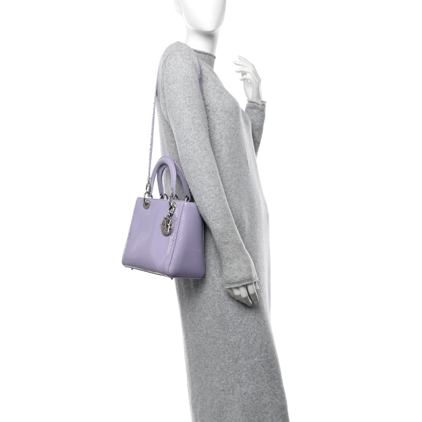 Snakeskin Medium Lady Dior Purple