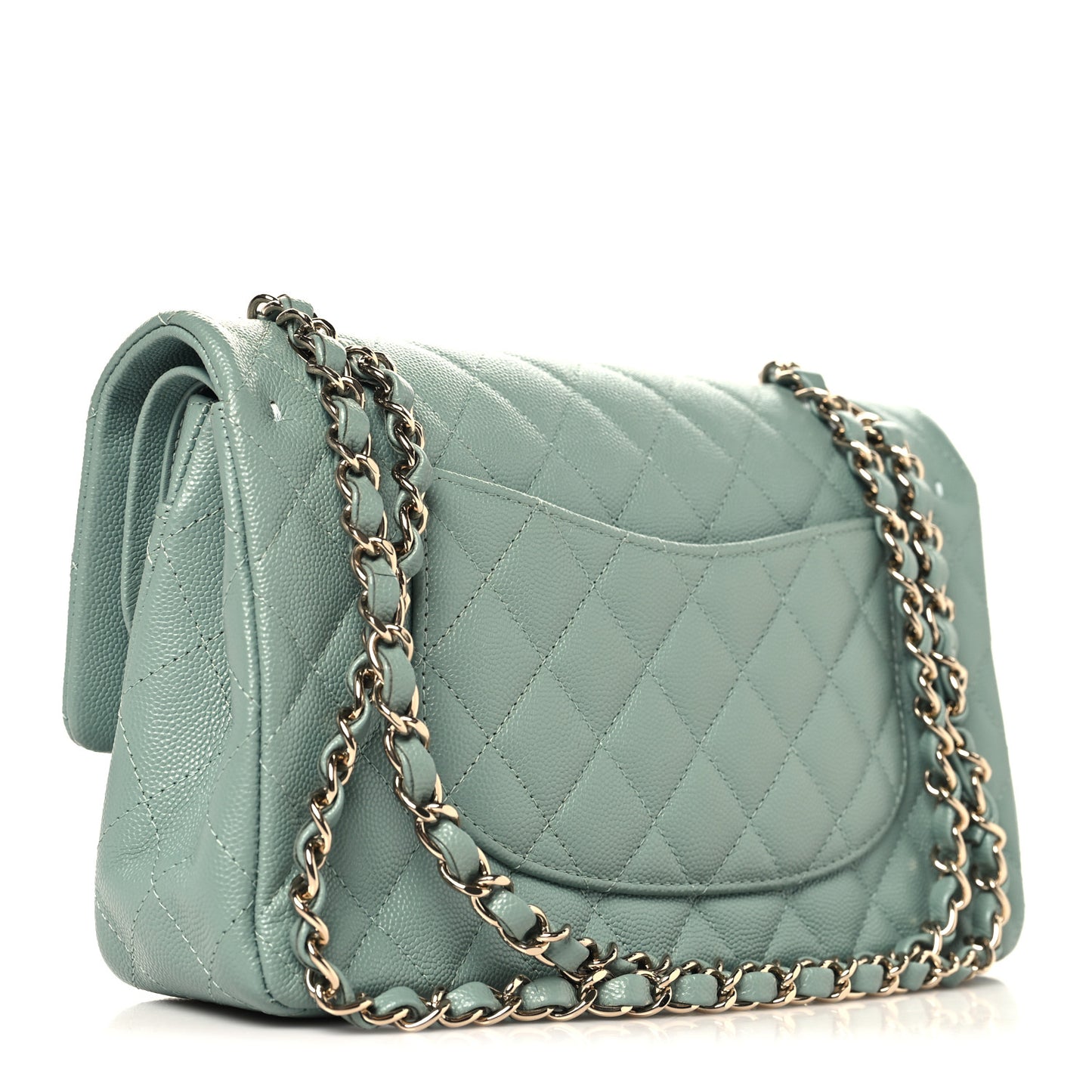 Caviar Quilted Medium Double Flap Dark Green