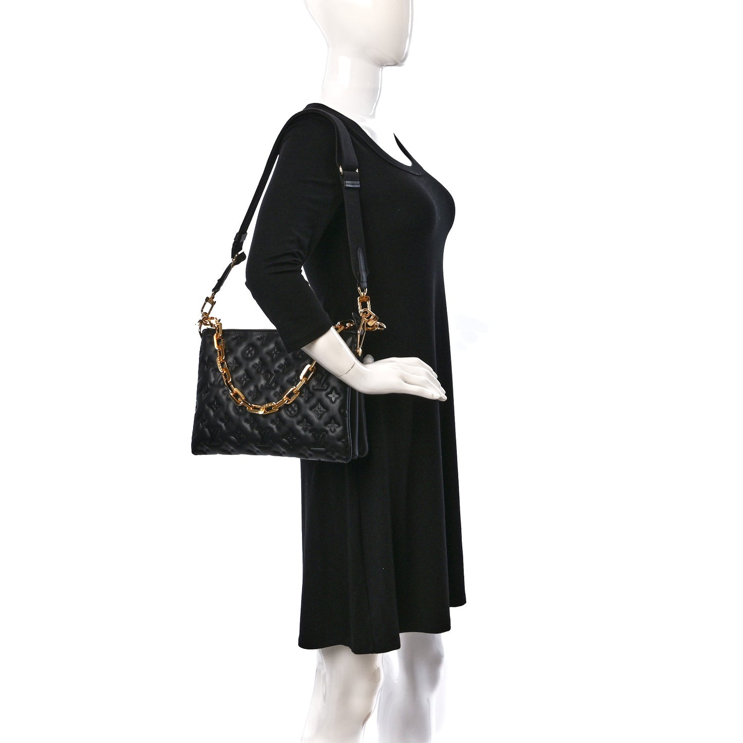 Lambskin Embossed Monogram Coussin PM Black