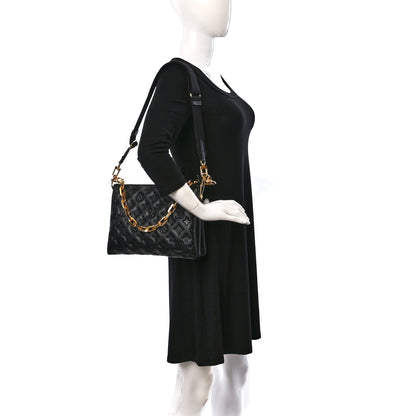 Louis Vuitton Lambskin Embossed Monogram Coussin PM Black 2 of 15