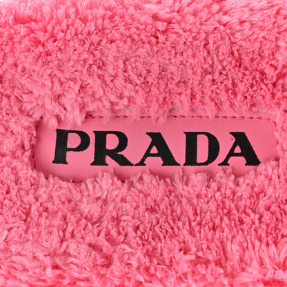 Prada Terry Cloth Logo Lug Sole 20mm Slide Sandals 36 Petalo Black 7 of 9