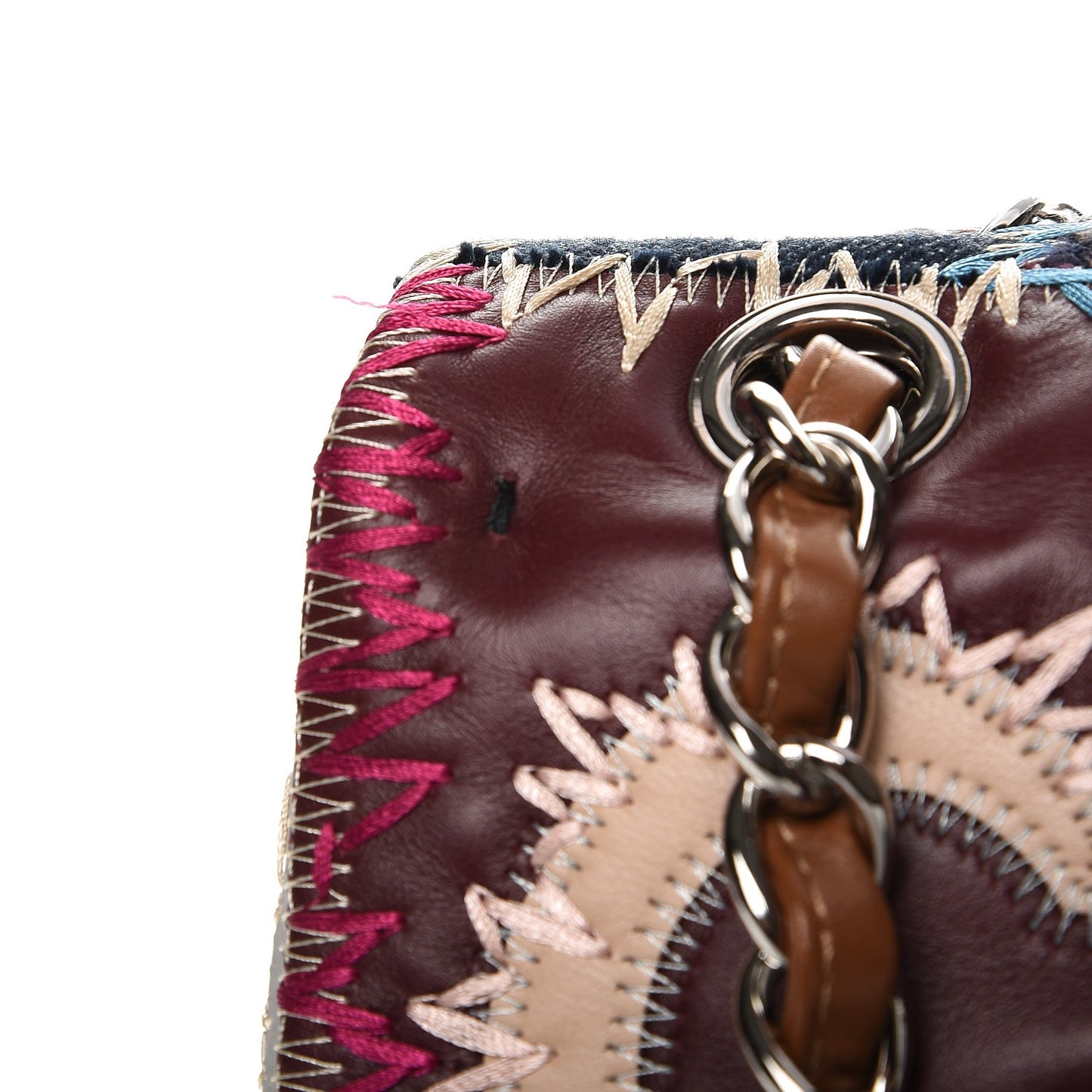 Denim Tweed Patchwork Jumbo Single Flap Multicolor