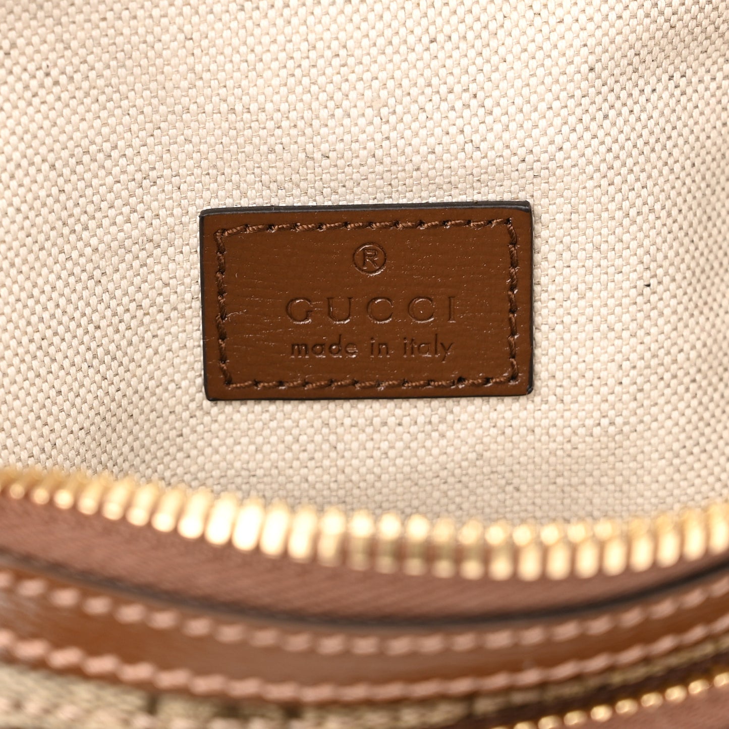 GG Supreme Monogram Textured Calfskin Retro Interlocking G Belt Bag Beige Ebony Brown Sugar