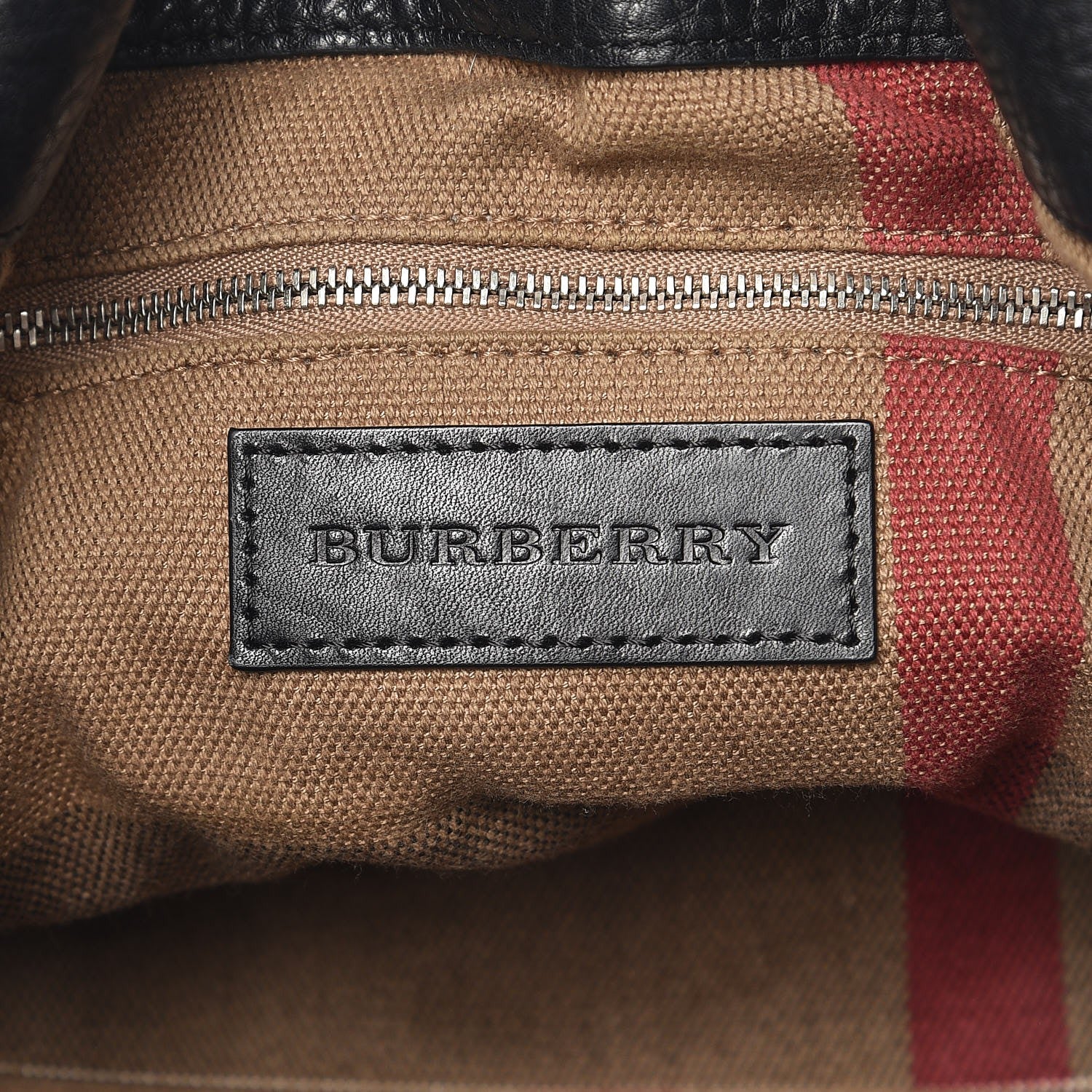Burberry Grainy Calfskin House Check Small Maidstone Black 6 of 11