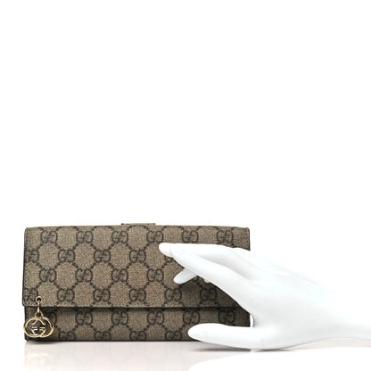 Gucci GG Supreme Monogram Continental Flap Wallet Beige 2 of 13