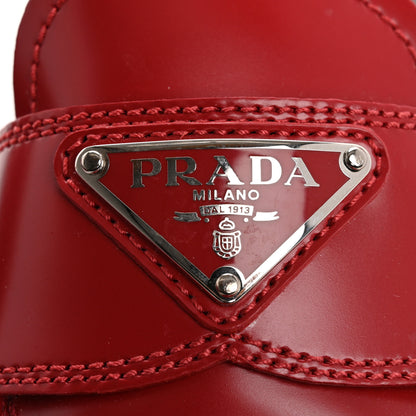 Prada Spazzolato Metal Triangle Logo 20mm Loafers 38 38 Scarlotto 17 of 18