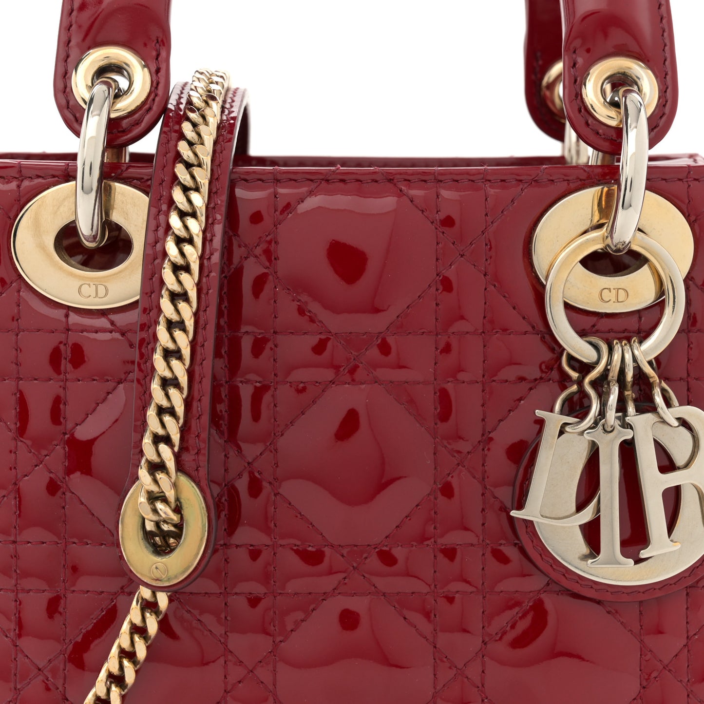 Patent Cannage Mini Lady Dior Red