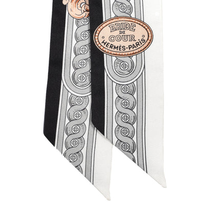 Hermes Silk Bride De Cour Twilly Black White Or Rose 2 of 3