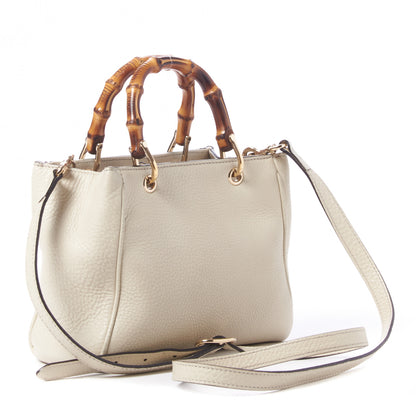 Gucci Calfskin Mini Bamboo Shopper Tote Off White 2 of 8