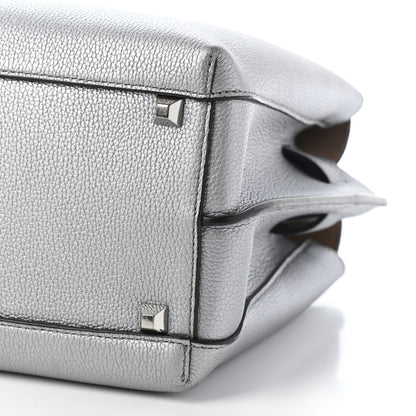 MCM Metallic Grained Calfskin Medium Milla Tote Spike Silver 9 of 9