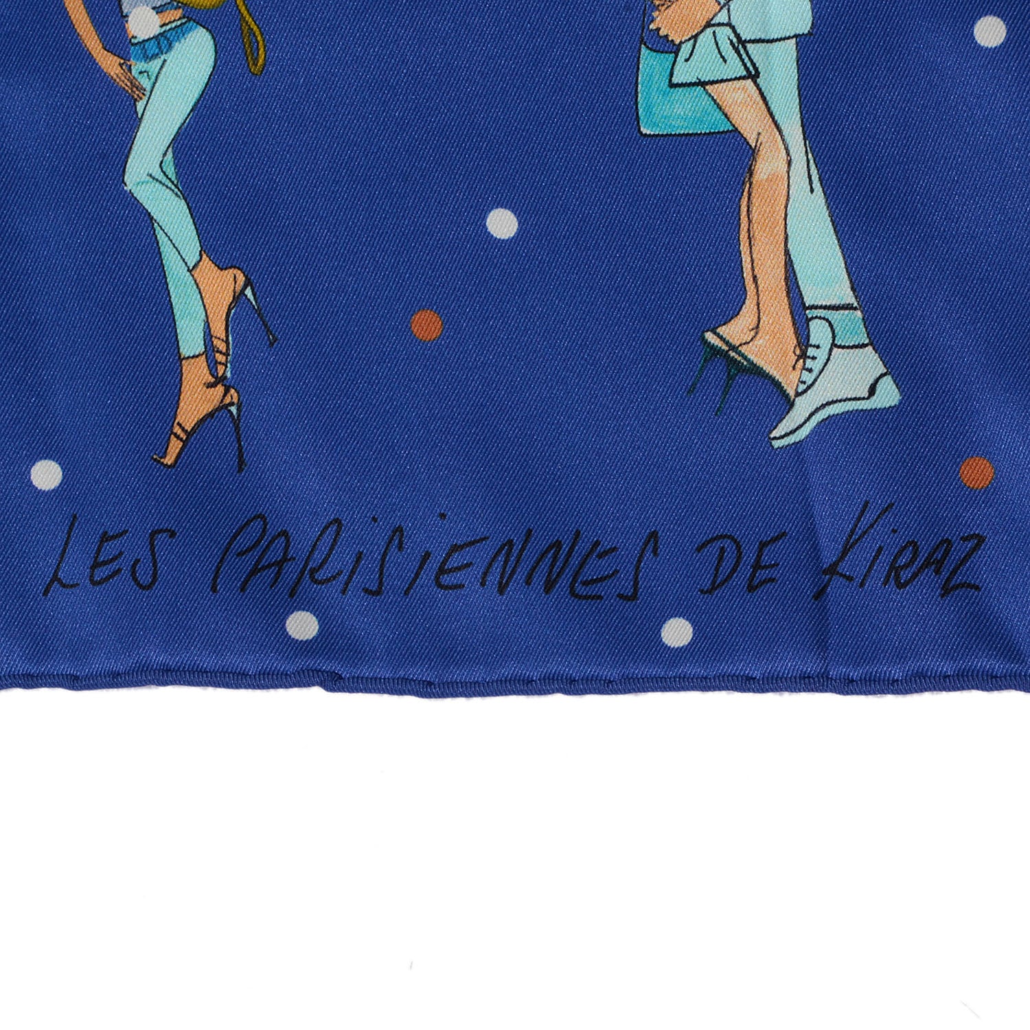 Hermes Silk Les Parisiennes De Kiraz Scarf 70 Indigo Turquoise