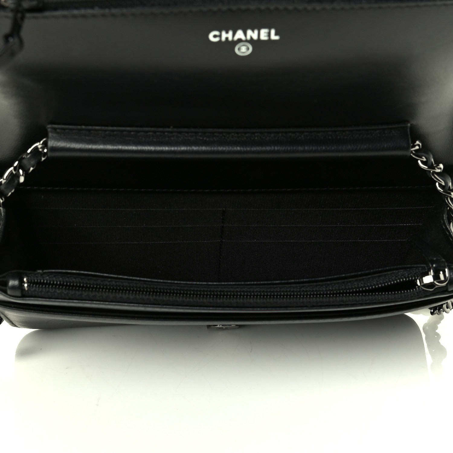 Chanel Calfskin Crystal Studded Chevron Boy Wallet On Chain WOC Black 4 of 6