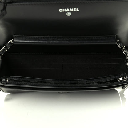 Chanel Calfskin Crystal Studded Chevron Boy Wallet On Chain WOC Black 4 of 6