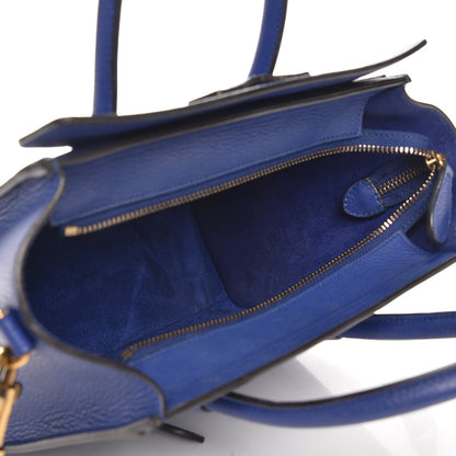 Celine Drummed Calfskin Nano Luggage Indigo 5 of 7