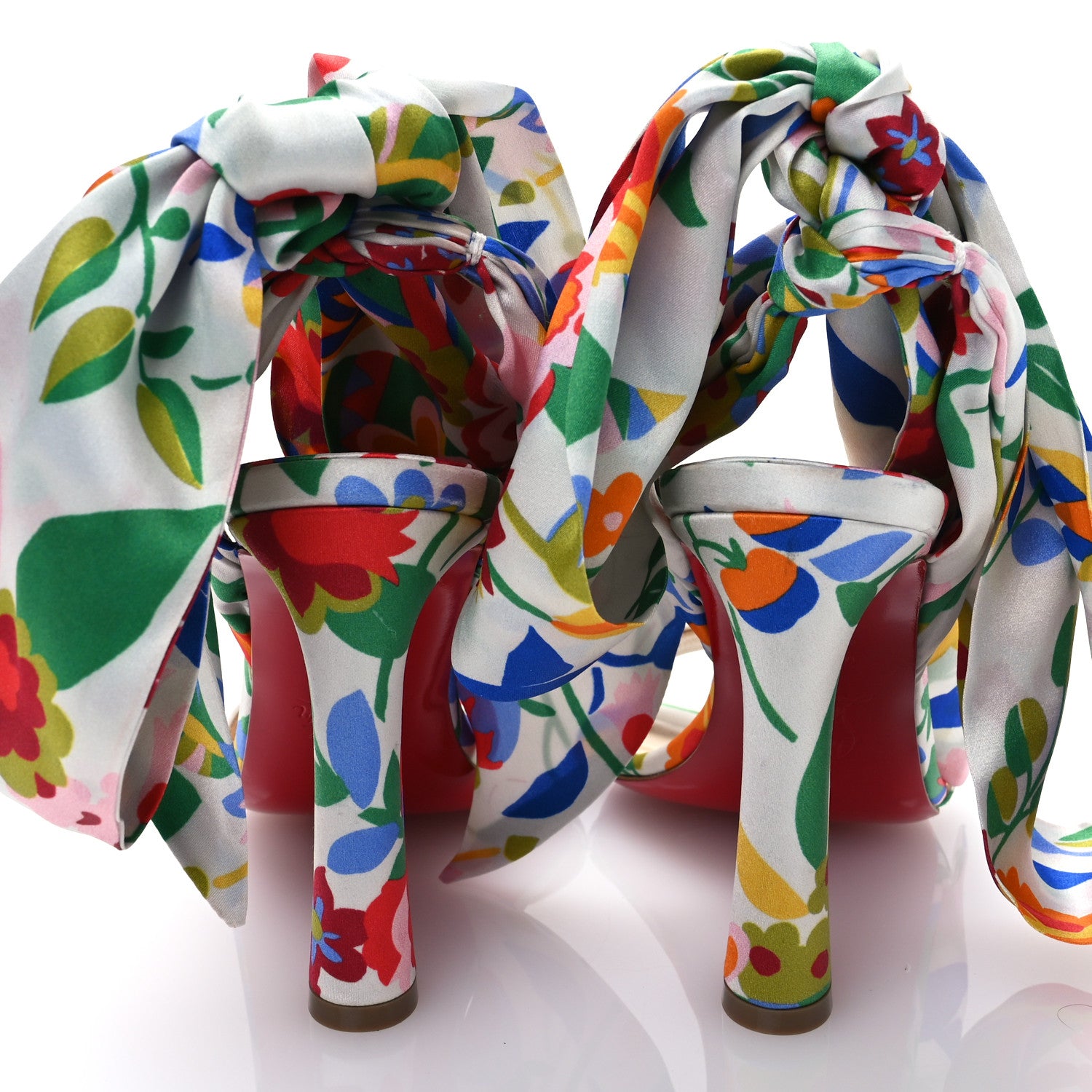 Christian Louboutin Crepe Satin Bloomy Crosse Du Desert 100 Sandals 36 Multicolor 5 of 8