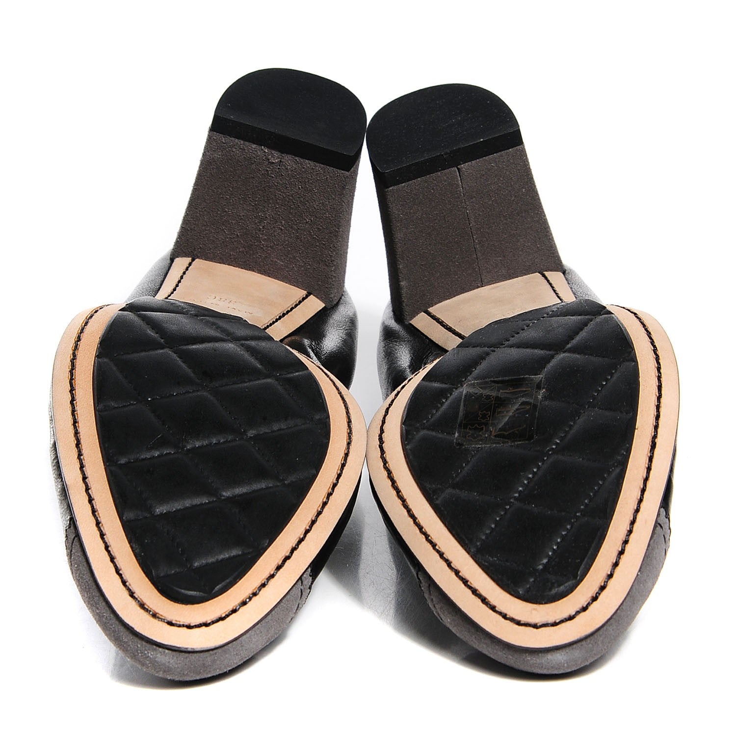 Chanel Lambskin Suede CC Elastic Cap Toe Ballerina Pumps 38 Black Grey 5 of 6