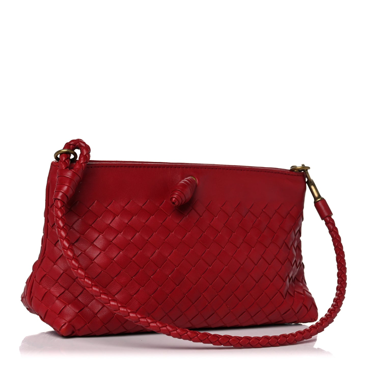 Nappa Intrecciato Shoulder Bag Red