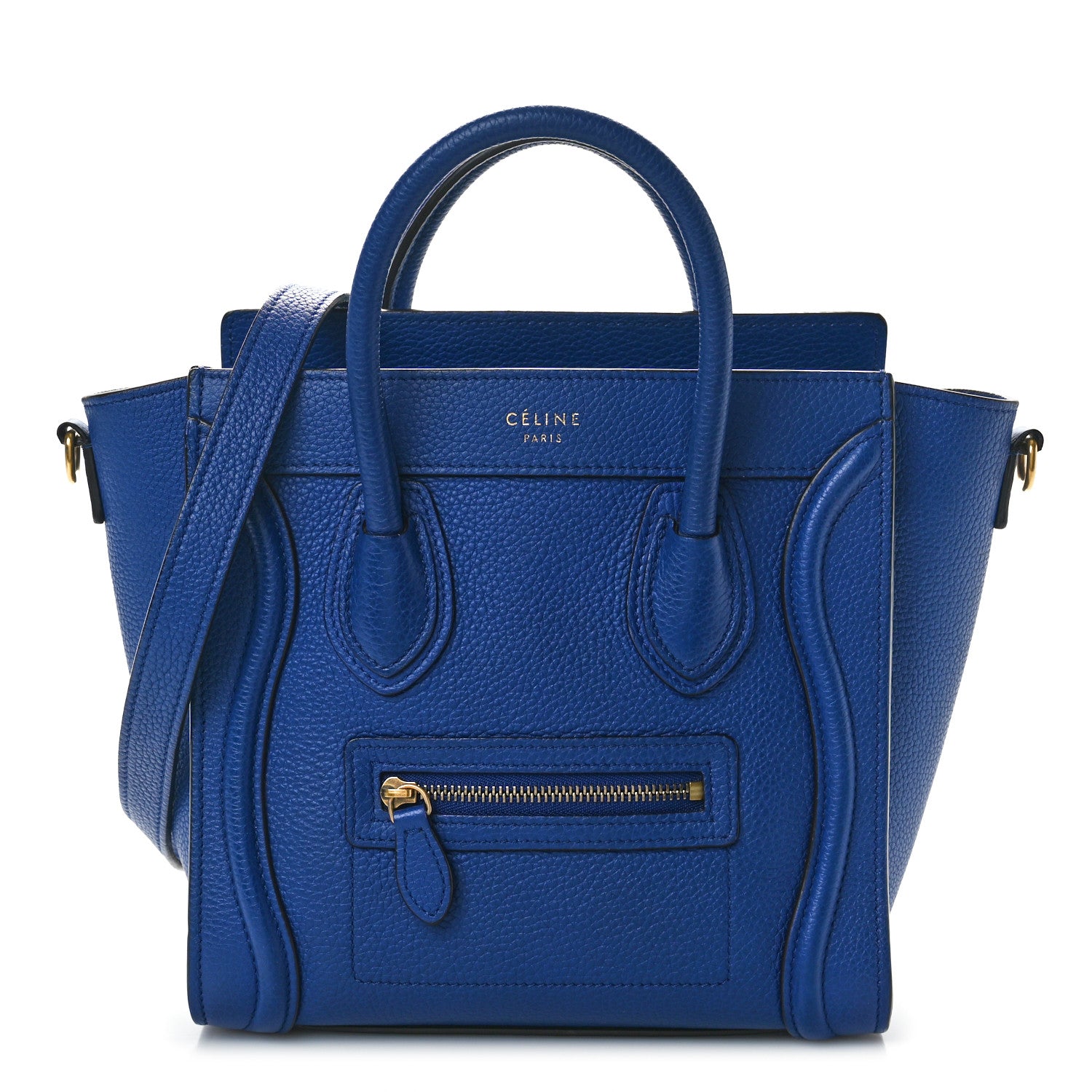 Celine Drummed Calfskin Nano Luggage Indigo 1 of 10