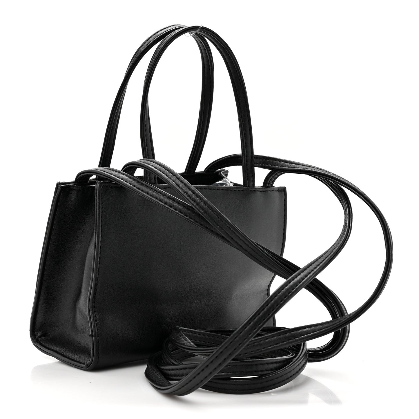 Vegan Leather Small Shopping Bag Black